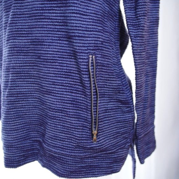 Blue Striped High Low Cotton Blend Casual Sweater - Picture 2 of 7